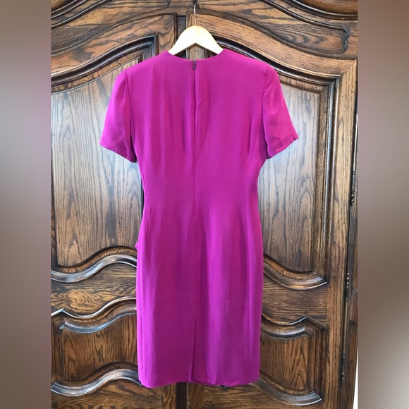 Vintage Dana Buchman Dress Magenta 100% Silk Size 8 - Picture 3 of 3